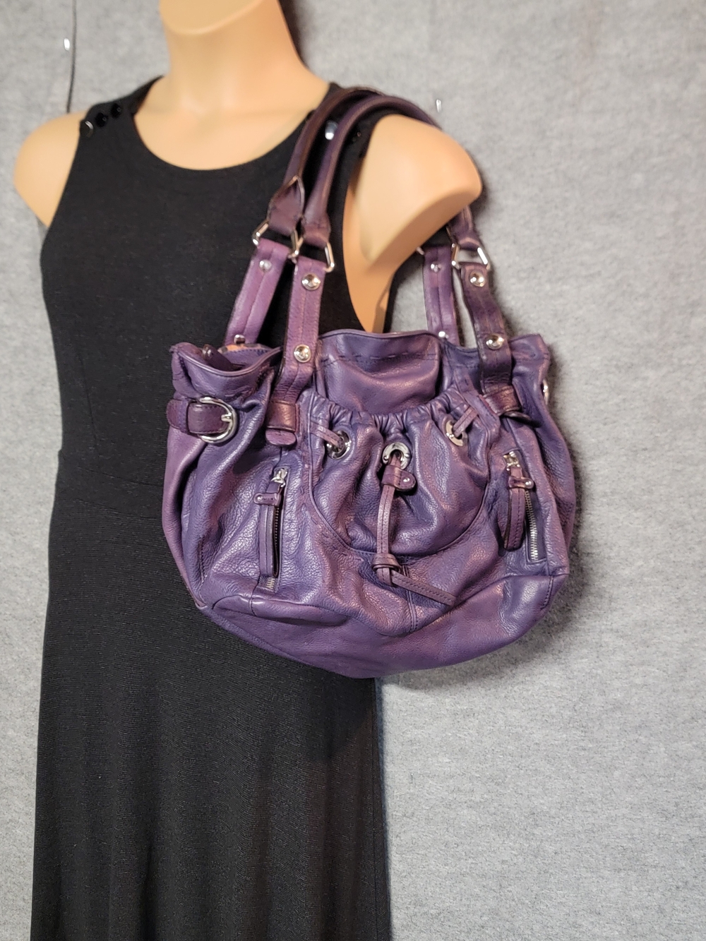 b. makowsky Purple Leather Shoulder Satchel